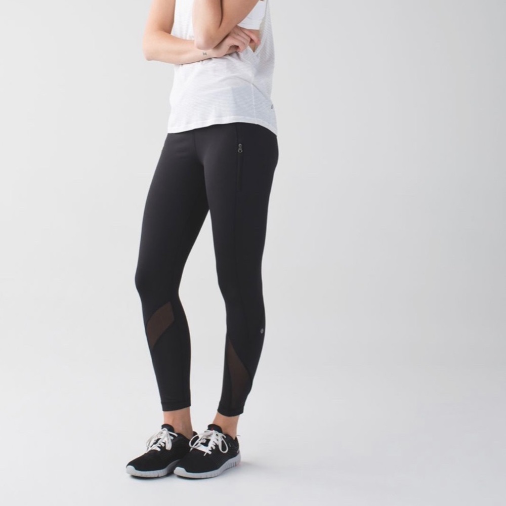Lululemon Athletica Inspire Black Mesh Tights Sz 6